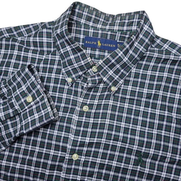 Ralph Lauren Blue Label Other - Ralph Lauren Blue Label Mens XL Green White Red Plaid Button Up Shirt